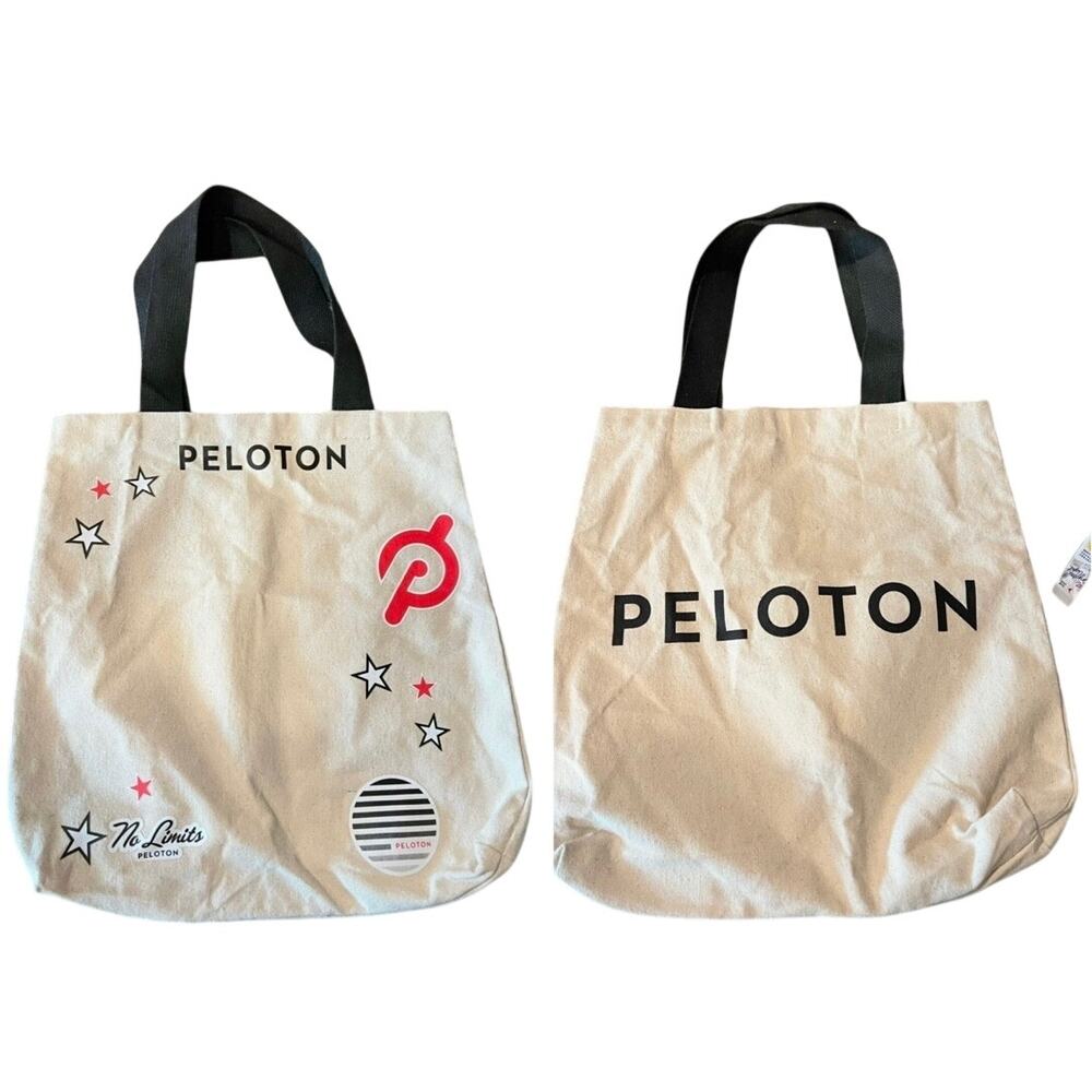 New PELOTON Canvas Tote NO LIMITS Recyclable Shoulder Bag Logo Active Beige